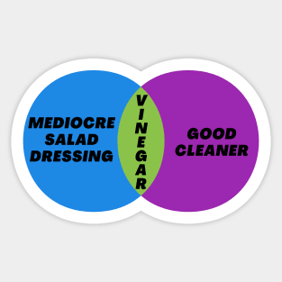 Venn Diagram: Vinegar - Mediocre Salad Dressing and Good Cleaner Sticker